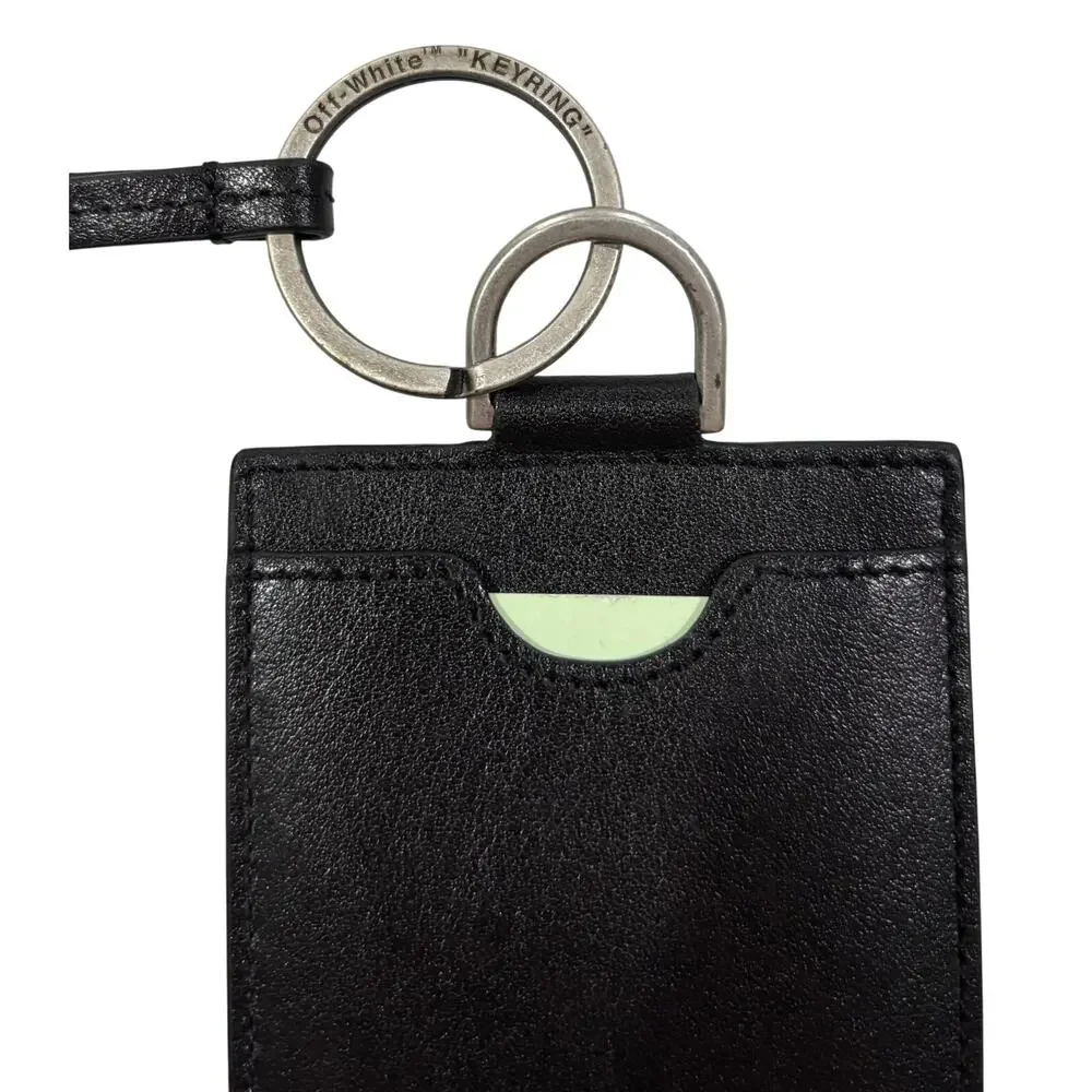 15-96(2) OFF-WHITE x VIRGIL ABLOH Leather Badge Card Holder Black